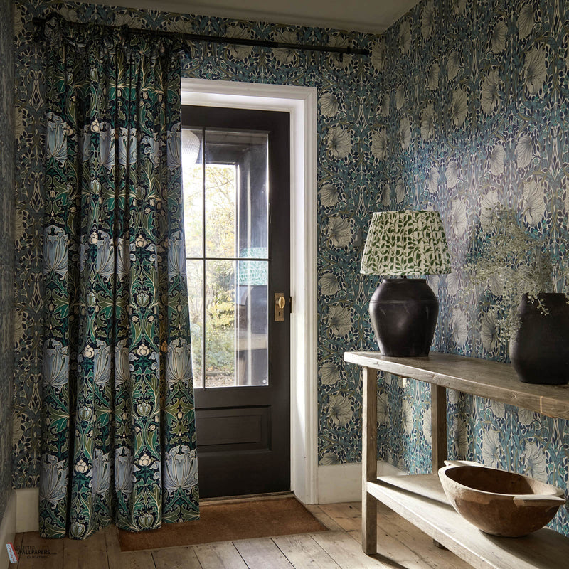 Helena Velvet fabric in Indigo/Boughs by Morris & Co interior