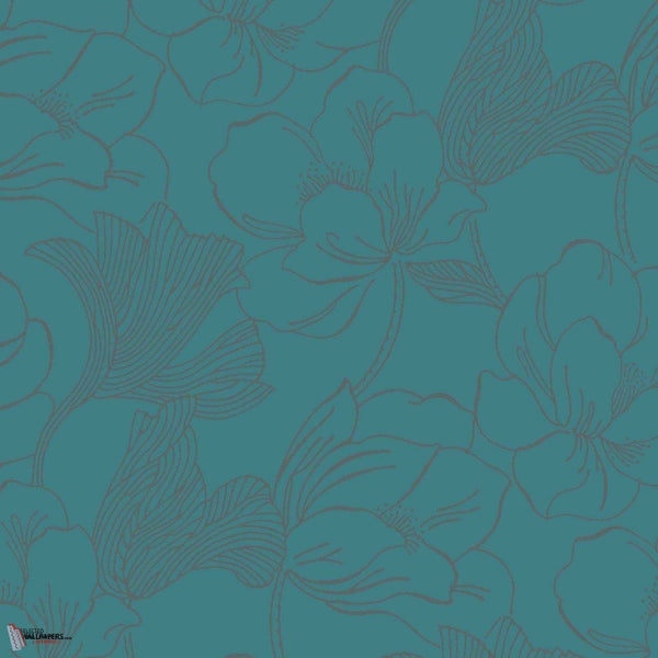 Helleborus behang in Inchyra Blue van Farrow & Ball