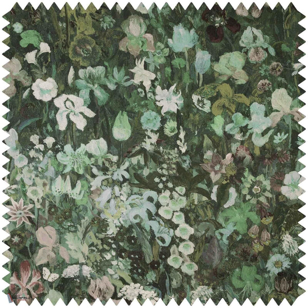 Floribunda Magna Cotton fabric in Verde by House of Hackney