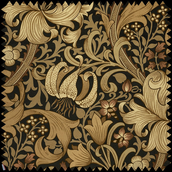 Golden Lily Magna fabric in Black by House of Hackney