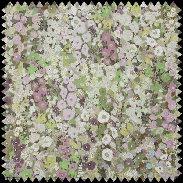 Hollyhocks Cotton Stofff in Meadow von House of Hackney