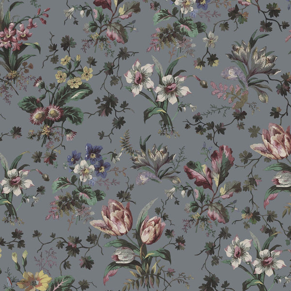 Tulipa behang in Pewter van House of Hackney