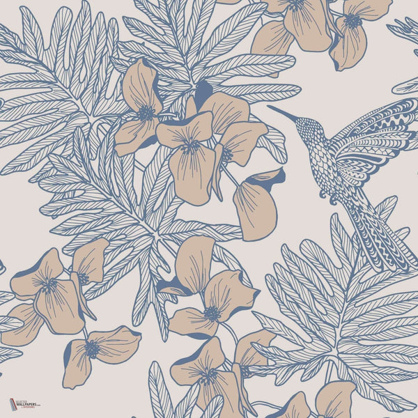 Hummingbird Tapete in Lagoon van 1838 wallcoverings