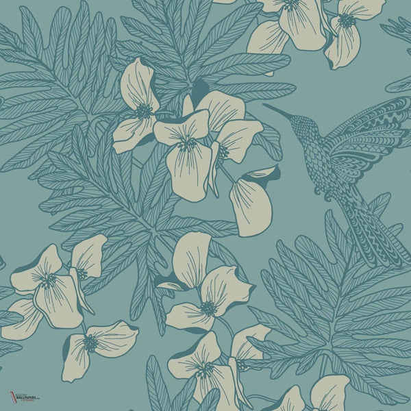 Hummingbird Tapete in Seafoam van 1838 wallcoverings