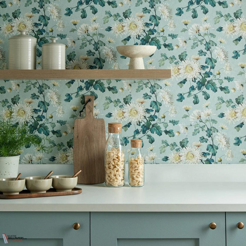 Charlotte papier peint en Teal de 1838 wallcoverings