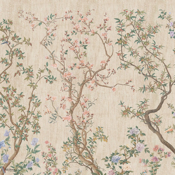 Imperial Garden behang van Iksel — Crackled Beige, detail