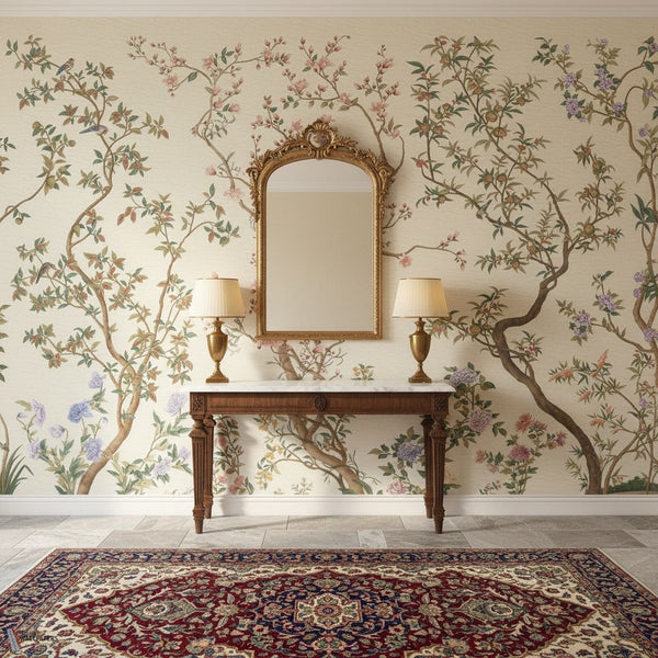 Imperial Garden behang van Iksel — sfeerbeeld in een klassiek interieur