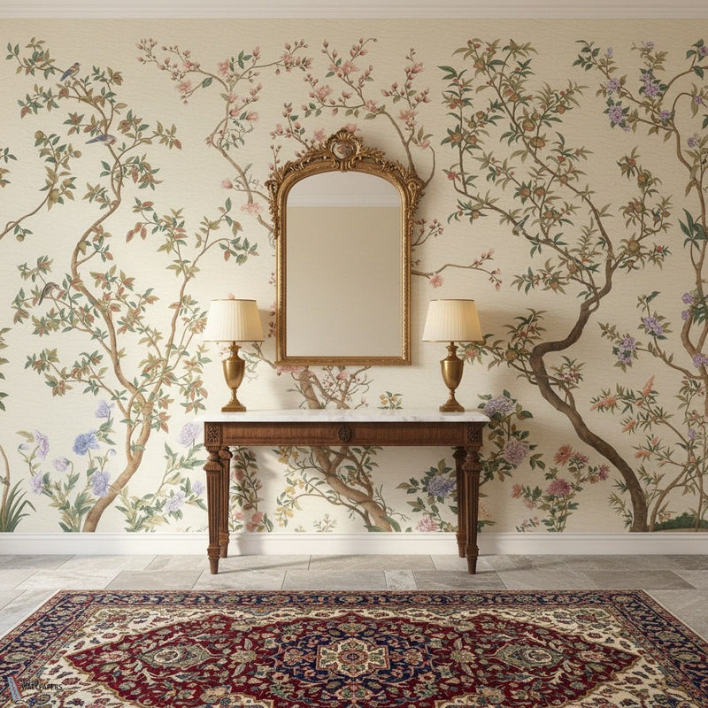 Imperial Garden papier peint de Iksel — sfeerbeeld in een klassiek interieur