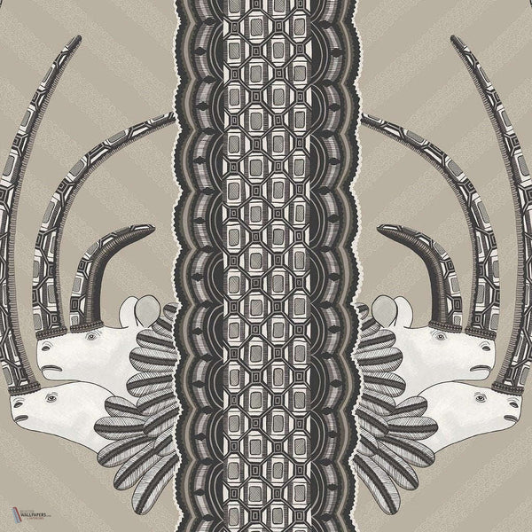 Jabu behang in Soot on Taupe van Cole & Son