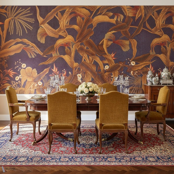 Japanese Cornflowers wallpaper by Iksel — styled in a classic interior