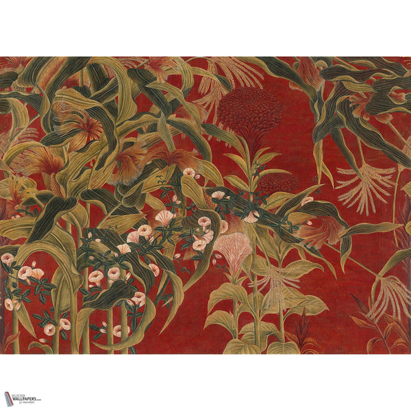 Japanese Cornflowers Red Tapete in Red von Iksel