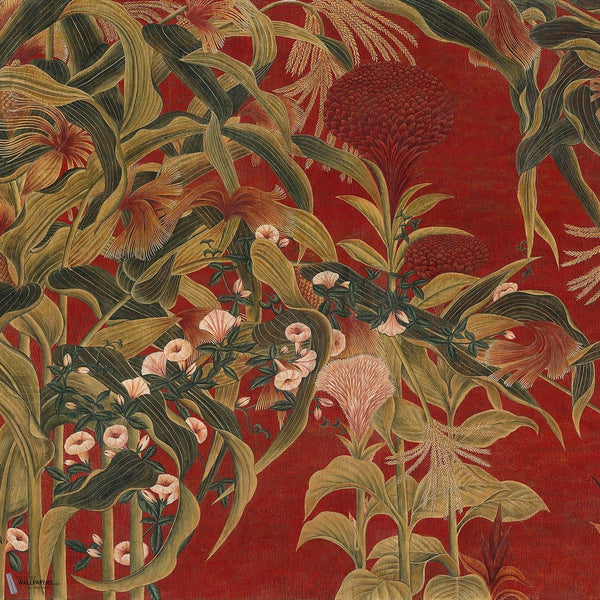Japanese Cornflowers Red Tapete von Iksel — Red, detail