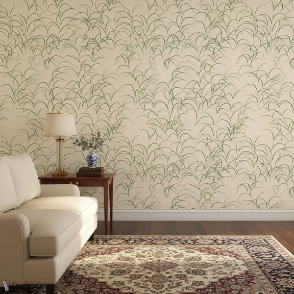 Japanese Grass wallpaper by Iksel — styled in a classic interior