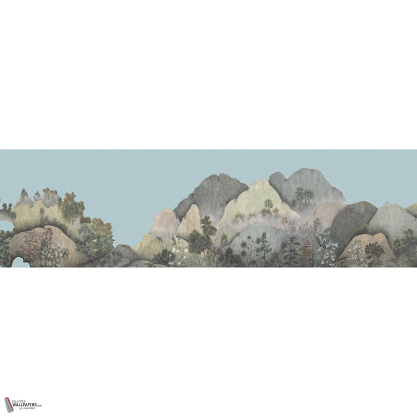 Japanese Mountains wallpaper in Frost Blue by Iksel