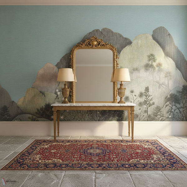 Japanese Mountains wallpaper by Iksel — styled in a classic interior