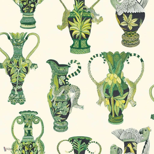 Khulu Vases behang in Multi Greens van Cole & Son