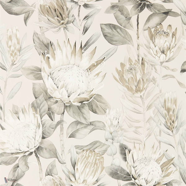 King Protea wallpaper in Linen/Mica van Sanderson