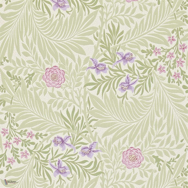 Larkspur wallpaper in Olive/Lilac van Morris & Co