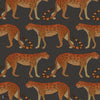 Leopard Walk behang in Orange on Charcoal van Cole & Son