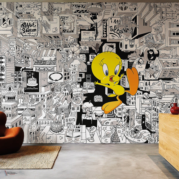 Looney Tunes 212 behang van LondonArt — interieur