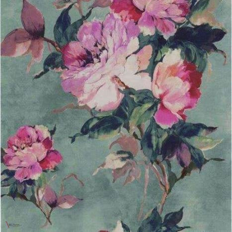 Madama Butterfly wallpaper in Teal van 1838 wallcoverings