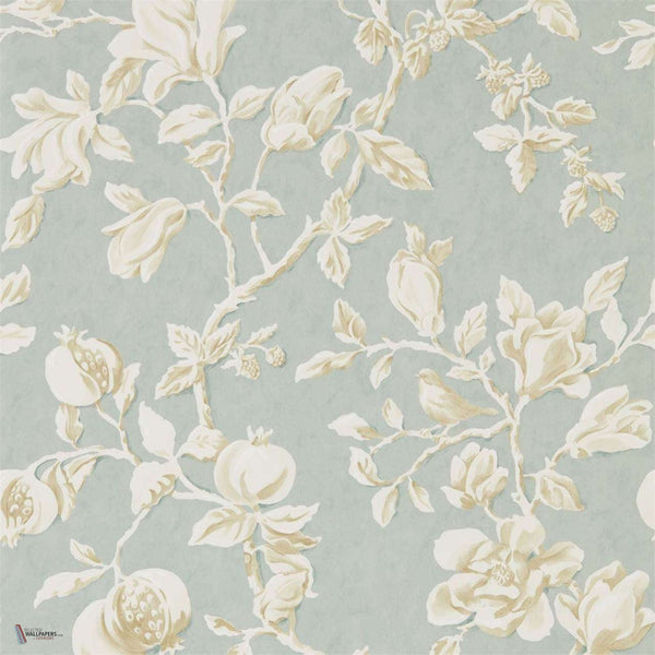 Magnolia & Pomegranate Tapete in Blue/Parchment van Sanderson