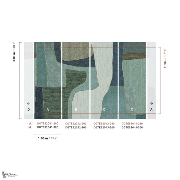 Boro papier peint en Teal de Masureel — paneelindeling