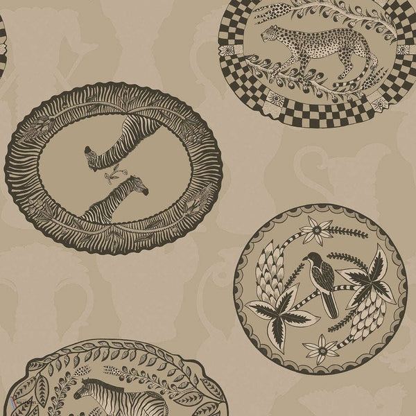 Matrinah behang in Metallic Gilver & Charcoal van Cole & Son