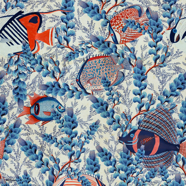 Aquarium carta da parati in Indigo/Red di Mind the Gap