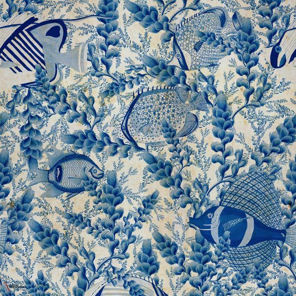 Aquarium carta da parati in Indigo/Taupe di Mind the Gap