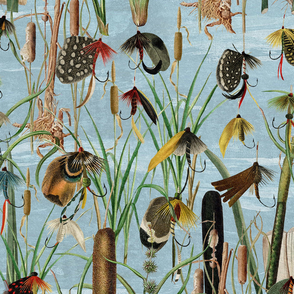Fishing Flies Tapete in Aquamarine von Mind the Gap