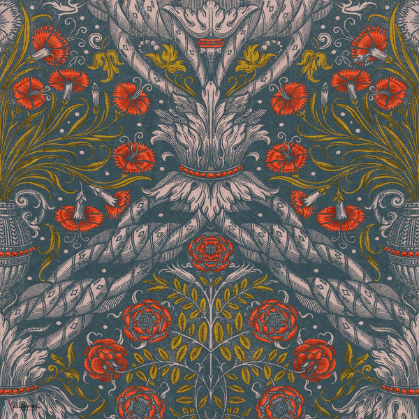 Floral Ornament behang in Rood van Mind the Gap