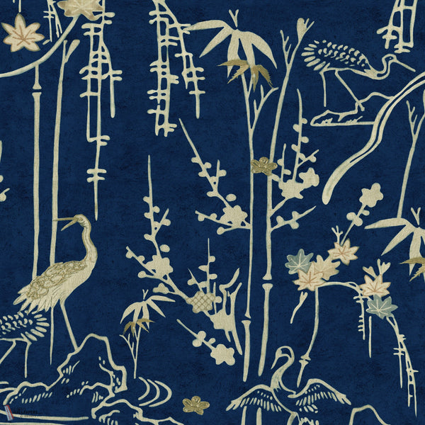 Kyoto carta da parati in Indigo di Mind the Gap