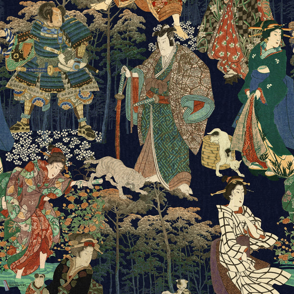 Samurai and Geisha carta da parati in Multicolor di Mind the Gap