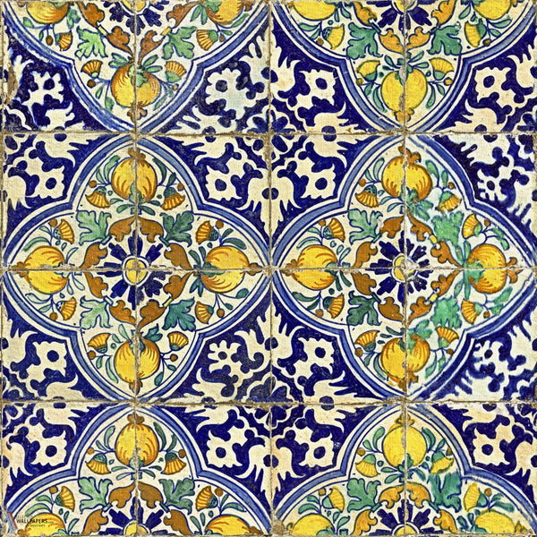 Sardegna Tiles papier peint en Blue de Mind the Gap