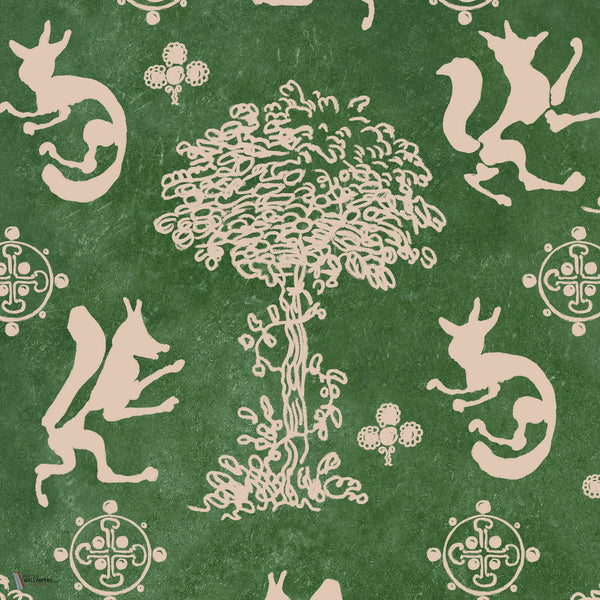 The Silly Fox wallpaper in Emerald by Mind the Gap