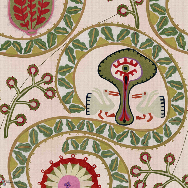 Two Storks behang in Taupe van Mind the Gap