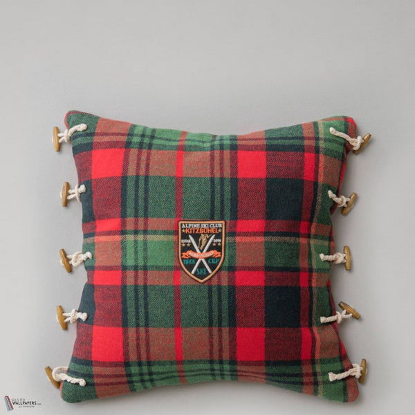 Tyrolean Plaid cojín en Green/Red de Mind the Gap