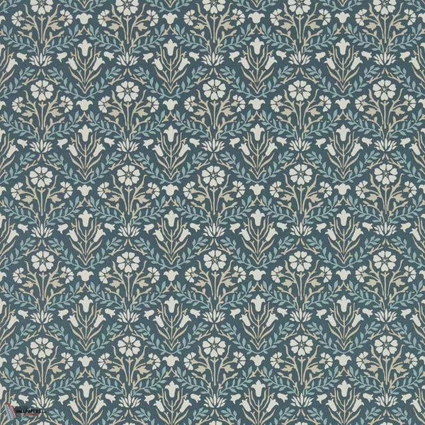 Morris Bellflowers wallpaper in Indigo/Linen van Morris & Co