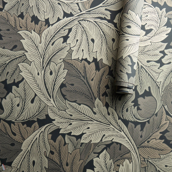 Acanthus papel pintado en Charcoal/Grey de Morris & Co
