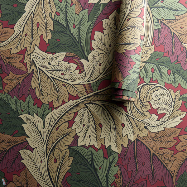 Acanthus papel pintado en Madder/Thyme de Morris & Co