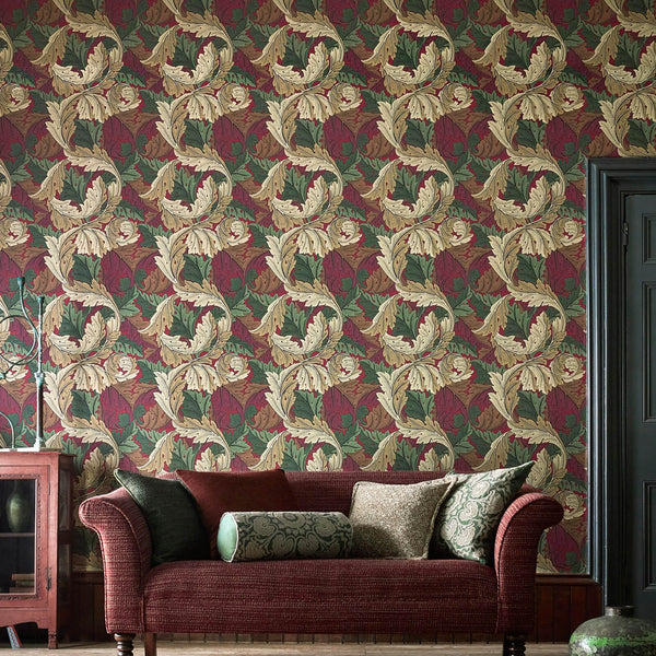 Acanthus papel pintado en Madder/Thyme de Morris & Co