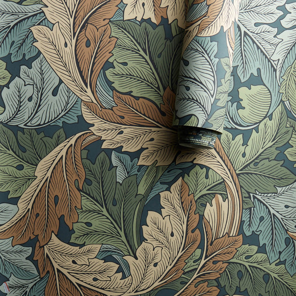 Acanthus papel pintado en Slate Blue/Thyme de Morris & Co