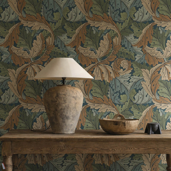 Acanthus papel pintado en Slate Blue/Thyme de Morris & Co