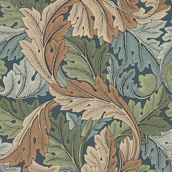 Acanthus papel pintado en Slate Blue/Thyme de Morris & Co