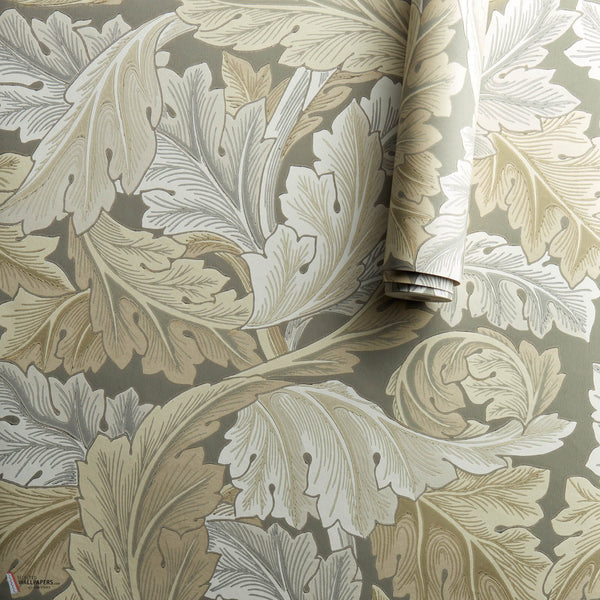 Acanthus papel pintado en Stone de Morris & Co