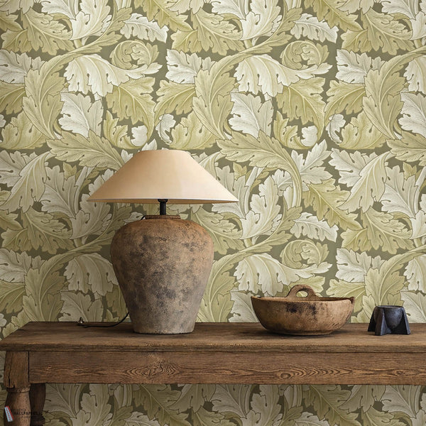 Acanthus papel pintado en Stone de Morris & Co