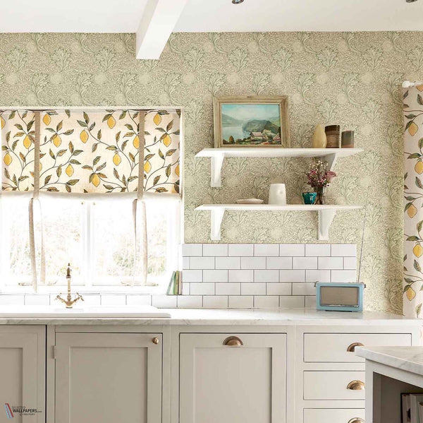 Apple wallpaper in Bay Leaf by Morris & Co