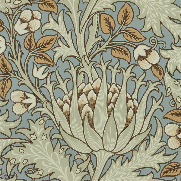 Artichoke carta da parati in Teal/Sage di Morris & Co