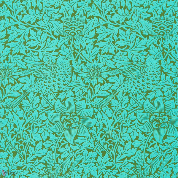Bird and Anome behang in Olive/Turqoise van Morris & Co